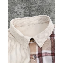 Contrasting Checkered Men's Shirt Top Turn-Down Collar Long Sleeve Closure Male Casual Shirt For Men Daily Vacation Streetwear