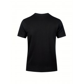 5pcs Multi Color Men's Solid Comfy Cotton Casual T-Shirts Set, Basic Crew Neck Tees For Summer Sports