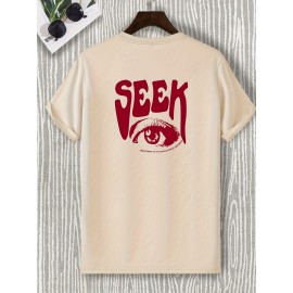 Eye Print, Men's Graphic Design Crew Neck Active T-shirt, Casual Comfy Tees Tshirts For Summer, Men's Clothing Tops For Daily Gym Workout Running