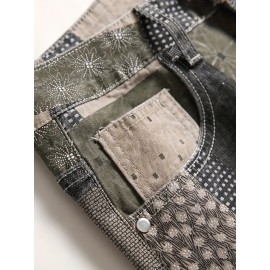 Men's Casual Stars Print Trendy Cotton Jean Shorts Shopping Dating Mid Pants