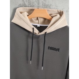 Color Block Cool Hoodies For Men, Men's Casual Graphic Design Hooded Sweatshirt Streetwear For Winter Fall, As Gifts