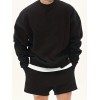 Men's Trendy Solid Sweatshirt, Casual Cotton Slightly Stretch Breathable Long Sleeve Loose Top For Outdoor