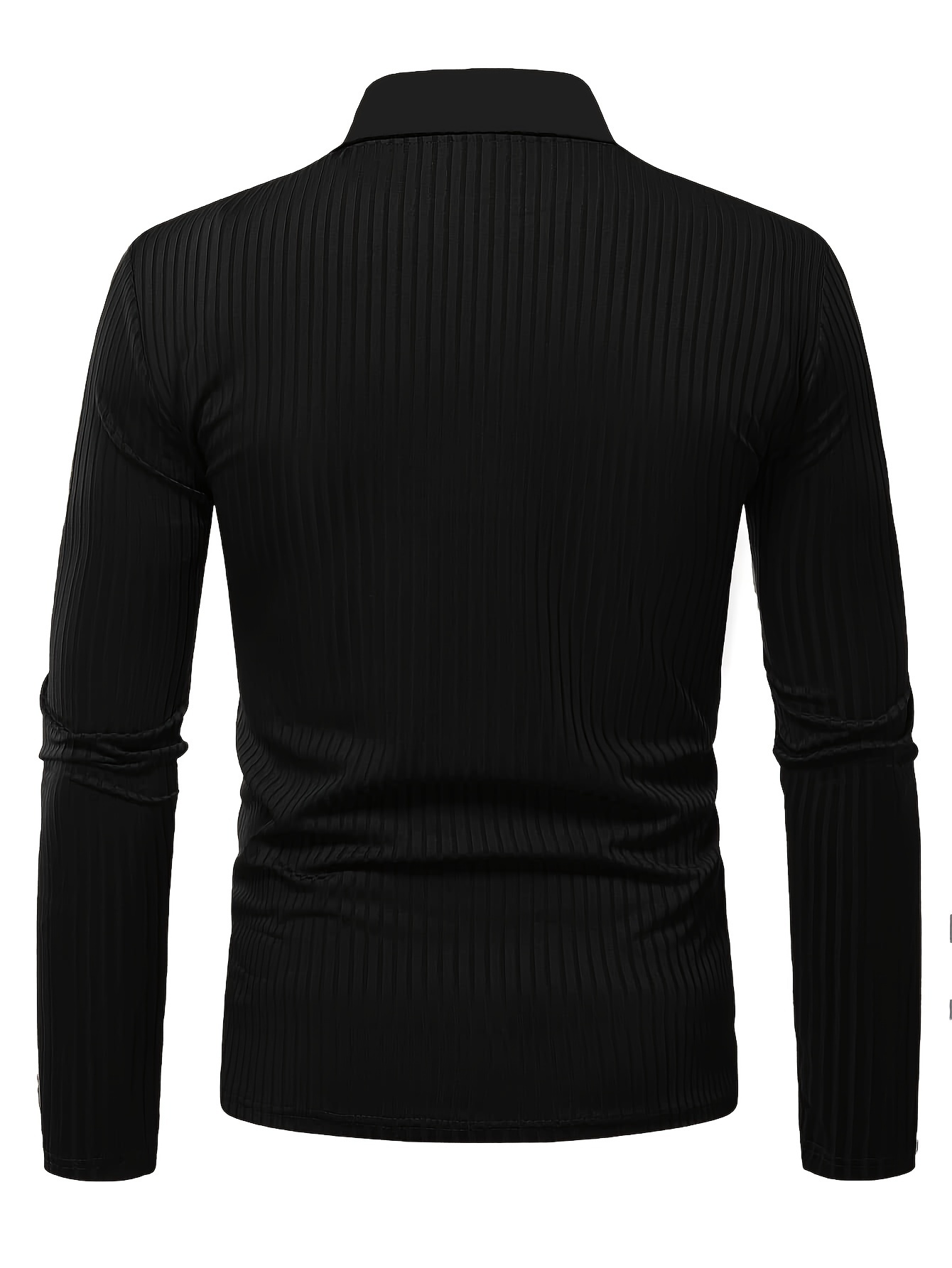 ribbed mens solid color v neck long sleeve shirt male spring fall casual top details 0